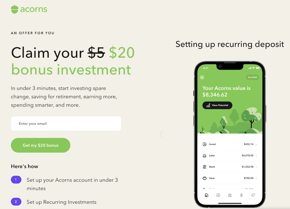 acorns homepage