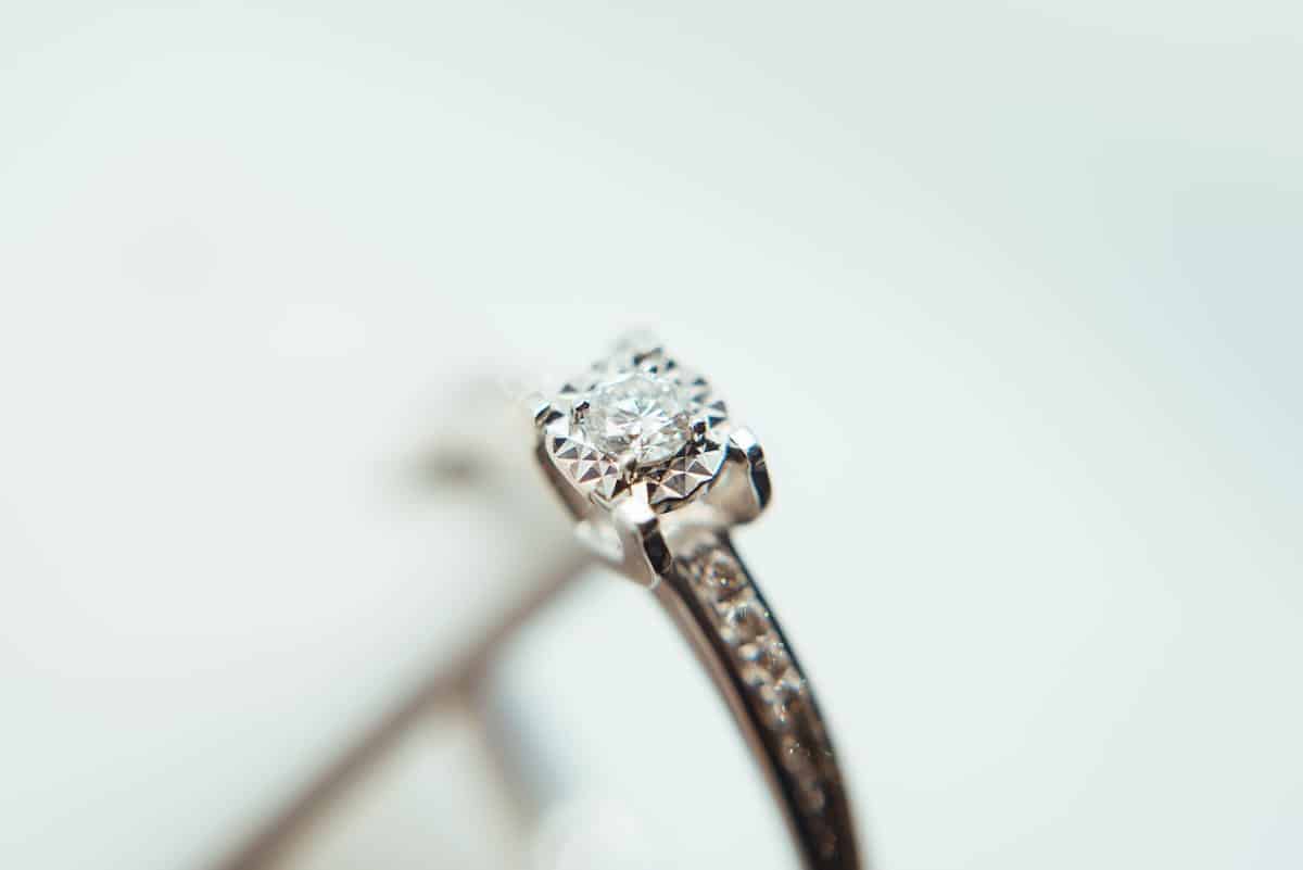 close up of an engagement ring