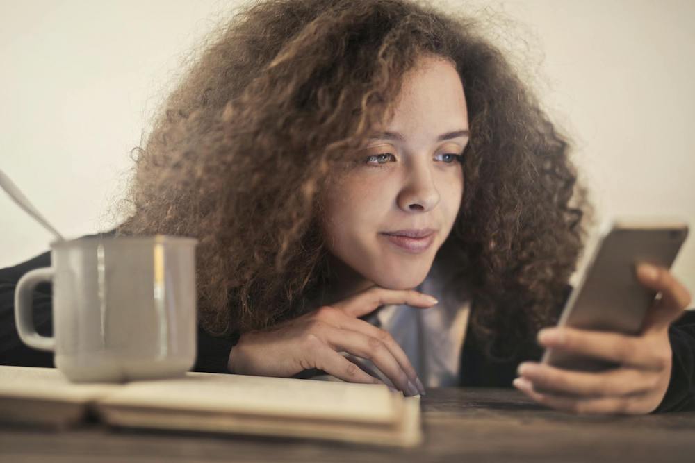 Woman looking at her phone